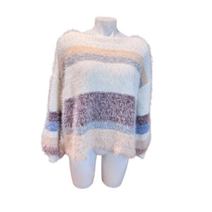 Women's Venus eyelash knit Sweater Size M White Multi-color